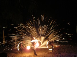 Mele Beach fire dancers